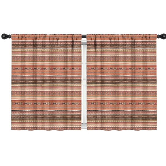 Blackout Kids Curtains,Brown Geometric Striped Pattern Childrens Insulated Curtains Set Of 2,Bedroom Essentials,Toddler Room Decor 42x54in(106x137cm)