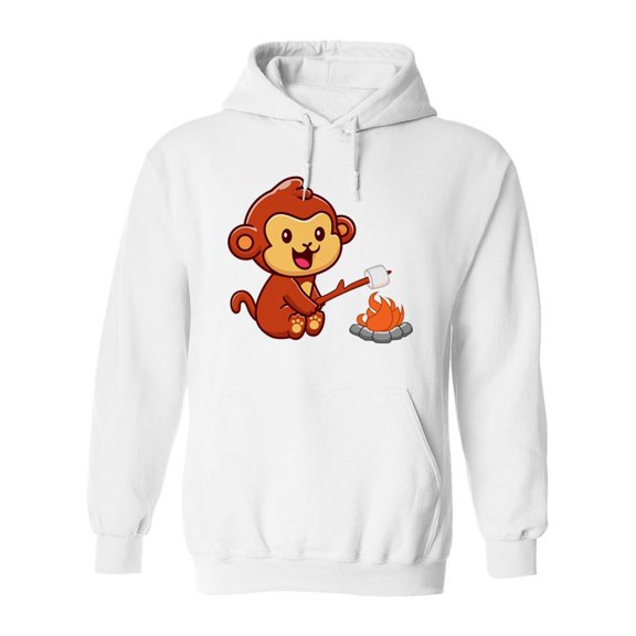 Monkey Roasting Marshmallows Hoodie Women -SPIdeals Designs, Female Small