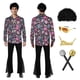 thumbnail image 5 of Disfraz de fantasía hippie para hombre adulto de los años 70, 80 y 90, disfraz para fiesta disco, peluca, gafas, para Halloween y carnaval, 5 of 5