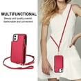 thumbnail image 3 of Wallet Case for Apple iPhone 12 Pro / iPhone 12 6.1", with Crossbody Shoulder Strap & Hand Wrist Cards Holder Zipper Pocket Stand Feature Full Protective Shockpoof Case for iPhone 12 Pro / 12, Red, 3 of 7