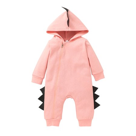 

Cindysus Baby Loose Hooded Jumpsuit Newborn Casual Playsuit Solid Color Home Hoodies Cute Bodysuit Pink 68cm