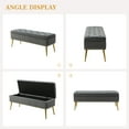 thumbnail image 3 of Tina's Home Velvet Storage Ottoman Bench 45.5" Gold Leg Upholstered Nailhead Trim Button Tufted Bed Foot Stool Home Living Room Grey, 3 of 11