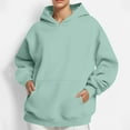 thumbnail image 2 of Chandail en Molleton pour Femmes Décontracté Col en V Manches Longues Chandails à Capuchon Oversize Hiver Confortable Pull-Over Uni avec Poches, 2 of 6