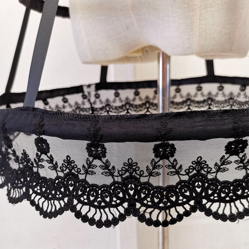 Women Retro Victorian Petticoat 2 Hoops Crinoline Lolita Fishbone Hollow Out Bird Cage Skirt