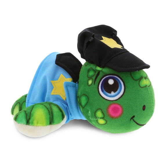 DolliBu Sea Turtle Police Officer Plush Toy - Plush Buddies Sea Turtle Cop Stuffed Animal Dress Up with Cute Cop Uniform & Cap Outfit - 7" Inches
