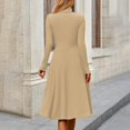 thumbnail image 5 of Women's Casual Fashion High Neck Long Sleeve Solid Color Midi Dress, Fall and Winter Elegant Dress for Everyday Wear, Comfortable and Versatile Styling,Khaki,XL, 5 of 7