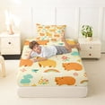 thumbnail image 4 of Erosebridal Orange Capybara Kid Twin Sheet Sets, Cartoon Flower Rainbow Bedding, 3 Pieces, 4 of 5