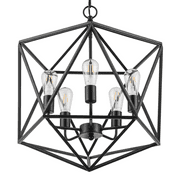 Prominence Home Heleo 5 Light Modern Matte Black Geometrical Chandelier
