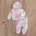 thumbnail image 3 of MHZLDYZ Clearance Girls Clothing Toddler Girl Hoodie Long Sleeve Tie Dye Printed Top and Pants Set for 0 To 6 Years Girls Short Sets Size 7-8 (Pink,100), 3 of 4