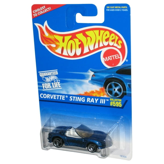Hot Wheels Corvette Sting Ray III (1995) Mattel Die-Cast Blue Toy Car #595