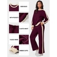 thumbnail image 2 of SHEWIN Womens Sweatsuits 2 Piece Set Fleece Lined Outfits Crew Neck Colorblock Long Sleeve Sweatshirt Jogger Pants Tracksuit Set with Pockets, 2 of 7