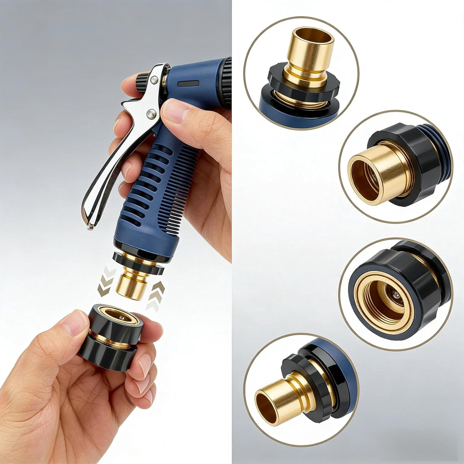 3/4 Inch Garden Hose Quick Connector 4 Sets/Bag, Universal Garden Hose Quick Connect Set Brass Hoses Tap, Hoses Attachment(4Pcs)