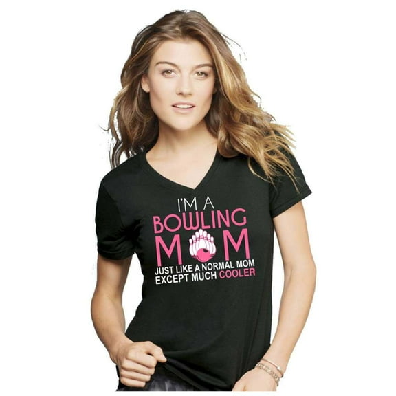 Bowling Moms Are Cooler T-Shirt Ladies V-Neck Anvil 392 Large