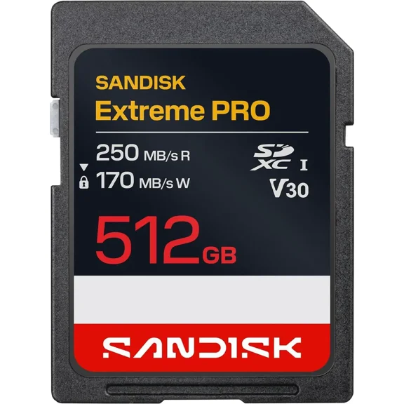 Sandisk NEW! 512GB Extreme PRO SD UHS-I V30 Memory Card, Up to 250MB/s Read (New 2026)