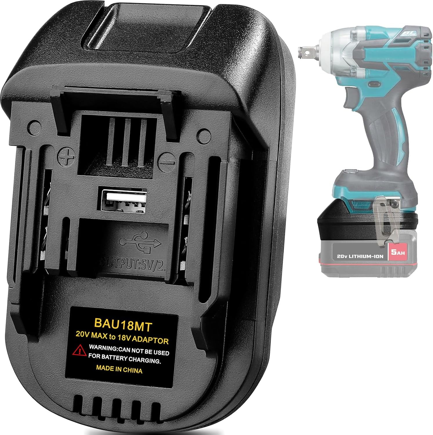 Adapter for Bauer 20V Li-ion Battery Convert to for De*walt 20 V MAX Battery, Use for De*walt 20V 60V Battery Cordless Power Tools(Adapter Only)