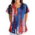 thumbnail image 2 of Women 250 Anniversary Scrub Shirt Usa Flag Print 4th Of July Patriotic Star Short Sleeve T Shirts V Neck Regular Fit Quick Dry Nursing Uniforms with Pockets, #01 Red, XXL, 2 of 5
