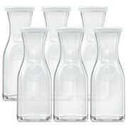 Kook 6-Pc Mini Glass Carafe with Lid Kitchen Set, 17.3 Oz Glass Bottles with Caps