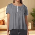 thumbnail image 2 of GJSYRH Stylish Women's Casual Wear Solid Print Design Comfort Fit Blouse with Elegant Pleated Detail and Modern Front, 2 of 4