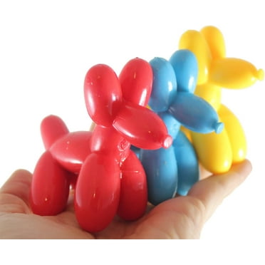 Set of 3 Mini Balloon Dog Crunchy Sand Filled Stress Ball - Cute Squishy Sensory Fidget Toy - Party Favors & Prizes