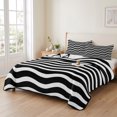 thumbnail image 2 of Twin Quilt Set 68''x86'', Black Moire Ombre Lightweight Summer Bedspread Coverlet Set with 2 Pillow Shams, Water Ripple Stripe Farmhouse Breathable All Season Quilt Bedding for Dorm/Bedroom, 2 of 9