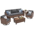thumbnail image 3 of Ampatio 7 Pieces Patio Furniture Outdoor Conversation Set Rattan Wicker Outdoor Sectional Sofa with Swivel Chairs & Coffee Table, Gray, 3 of 9