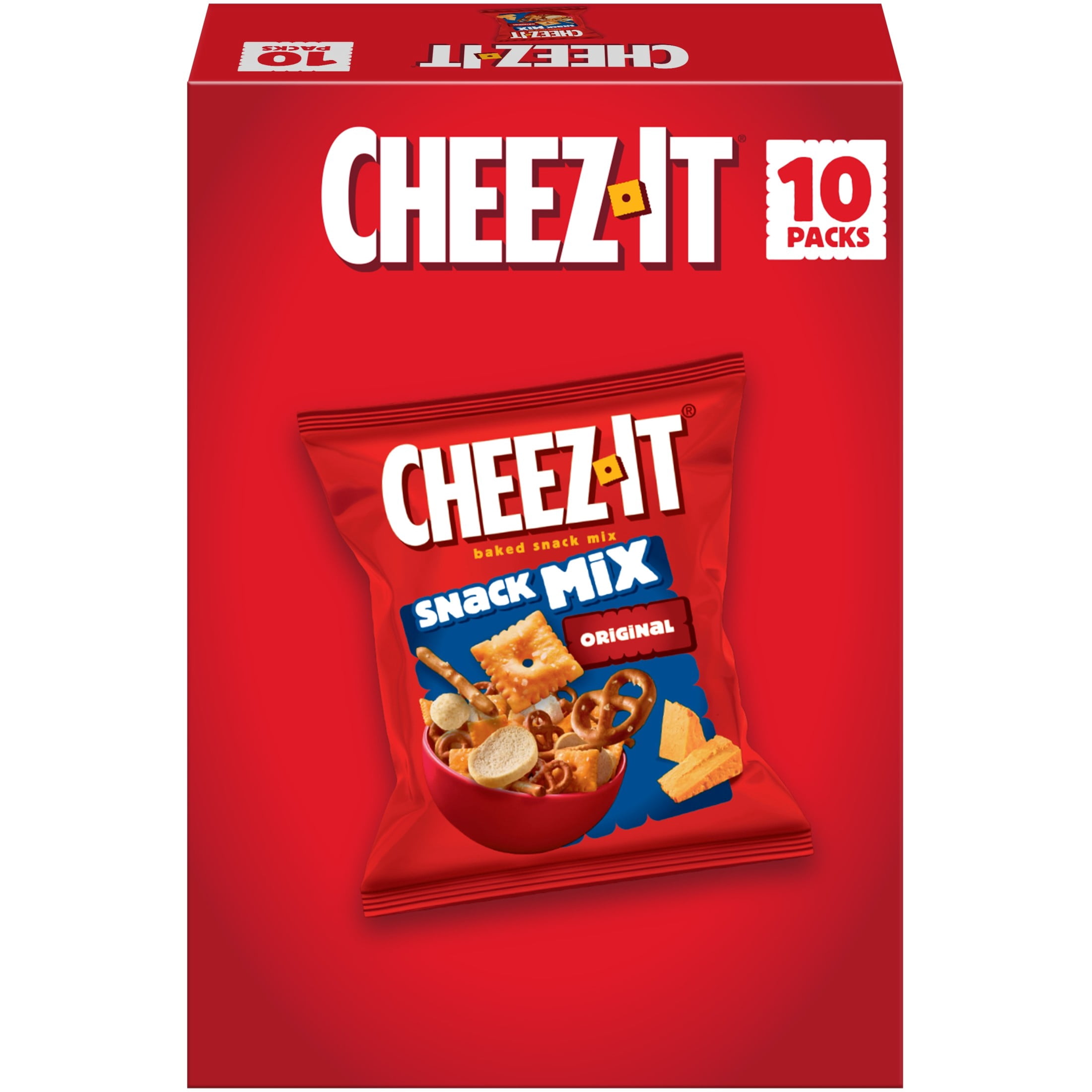 (4 pack) Cheez-It Original Snack Mix, Lunch Snacks, 10 Count