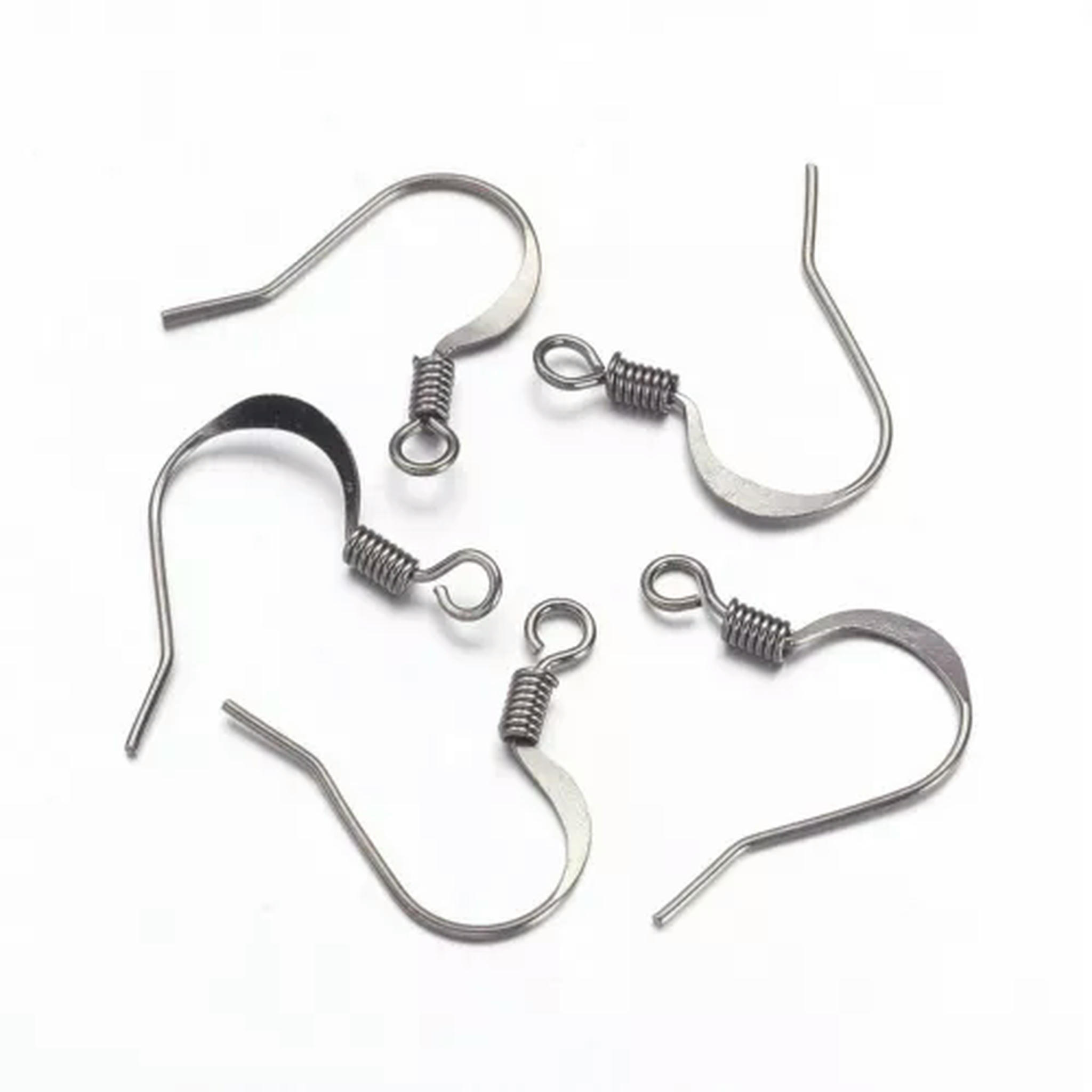 U8MO 1000pcs Brass Earring Hooks Flat French Earwire Nickel Free Hang Loop Craft 15mm-Gunmetal