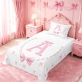 thumbnail image 5 of meiyoeat Bow Letter Print A Twin Sheets For Girls,Girly Pink Bowknot Bedding For Kids,3pcs, 5 of 6