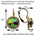 thumbnail image 4 of Leverback Earring Swarovski Vitrail Medium Halo Crystal Nickel Free Blue Green Purple Yellow Pink, 4 of 4