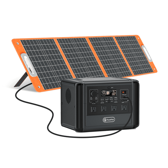 Portable Power Station-1200W Solar Generator &100W Solar Panel,968Wh LiFePO4 High-Capacity Solar Generator with 4 AC Outputs and 6 USB Outputs for RV Travel, Home Emergencies, and Backyard Use