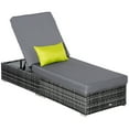 thumbnail image 1 of CoSoTower Chaise Longue en Osier pour Patio, Chaise Longue Simple d'Extérieur en Rotin PE avec Dossier Inclinable Réglable, Coussin et Oreiller, Gris, 1 of 7