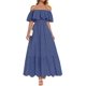 thumbnail image 1 of Vestido ZESICA a media pierna con volantes y hombros descubiertos para verano 2025, 1 of 6
