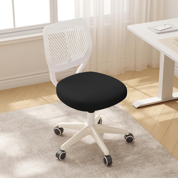 YiAiL White&Black Armless Adjustable Swivel Mesh Rolling Teen Desk Chair