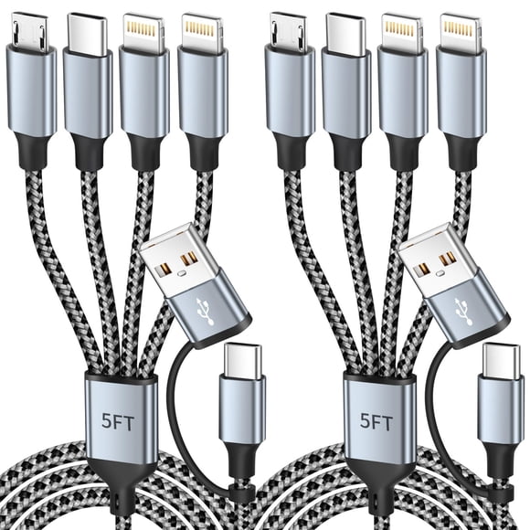 MPATIBY Cable de carga múltiple 4 en 2, doble IP, 1,5 m, paquete de 2