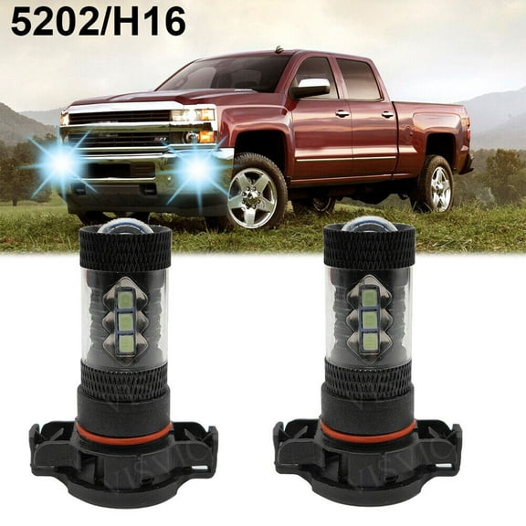 2X LED Fog Lights For 07-15 Chevrolet Silverado 1500 2500 3500 80W 8000K 5202 US