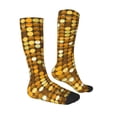 thumbnail image 3 of Picia Women Crew Soft Moisture-wicking Socks Bright Shiny Golden Pattern Design Cotton Socks, One Size fit All, 3 of 9
