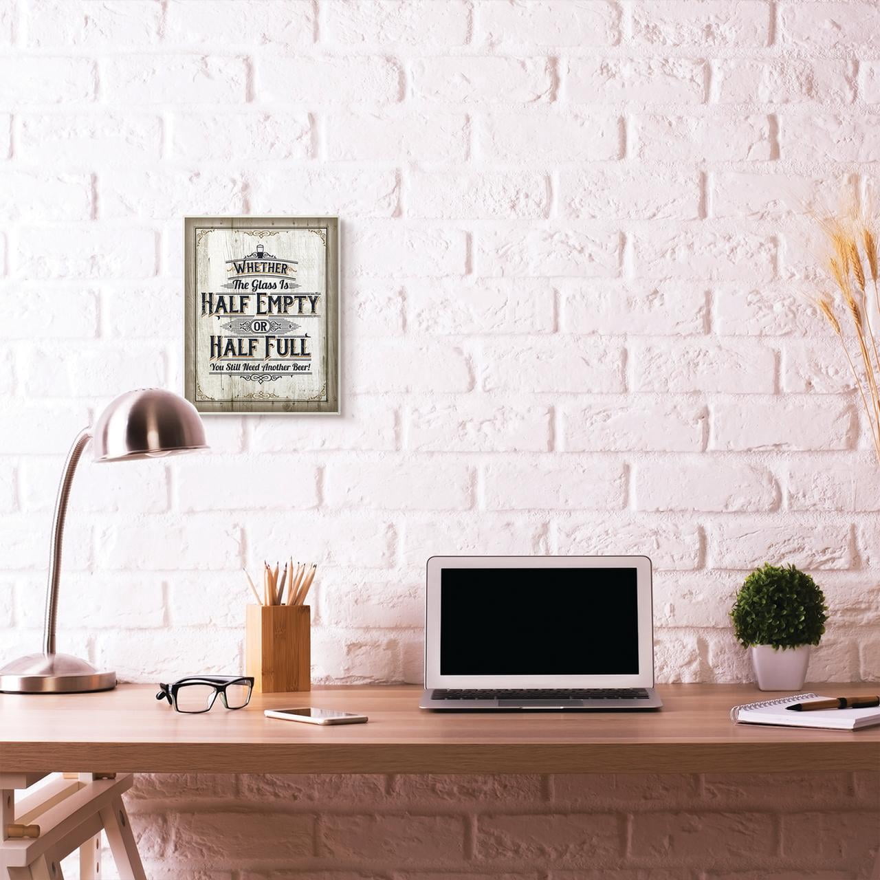 Stupell Industries Half Empty Beer Sign Bar Room Word Design Wall Plaque by Retrorocket Studio