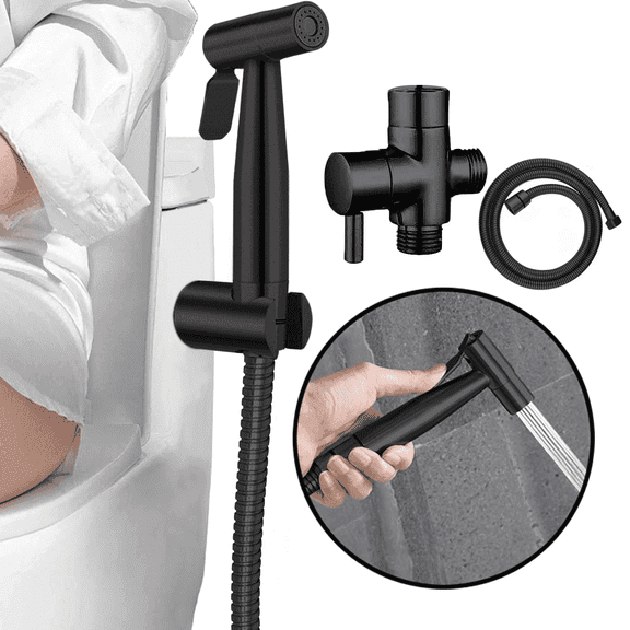 Handheld Bidet Sprayer For Toilet Stainless Steel Feminine Wash Attachment Matte Black With Wall Mount Holder Kit