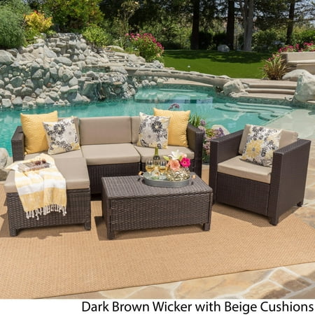 Christopher Knight Home Puerta Outdoor 6 Piece Wicker L Shaped Christopher Knight Home Puerta Outdoor 6 Piece Wicker L Shaped Sectional Sofa Set With