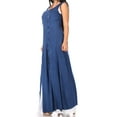 thumbnail image 4 of Sakkas Riva Women's Sleeveless Chemise + Over Dress Medieval Celtic Renaissance - Navy - L/XLP, 4 of 5