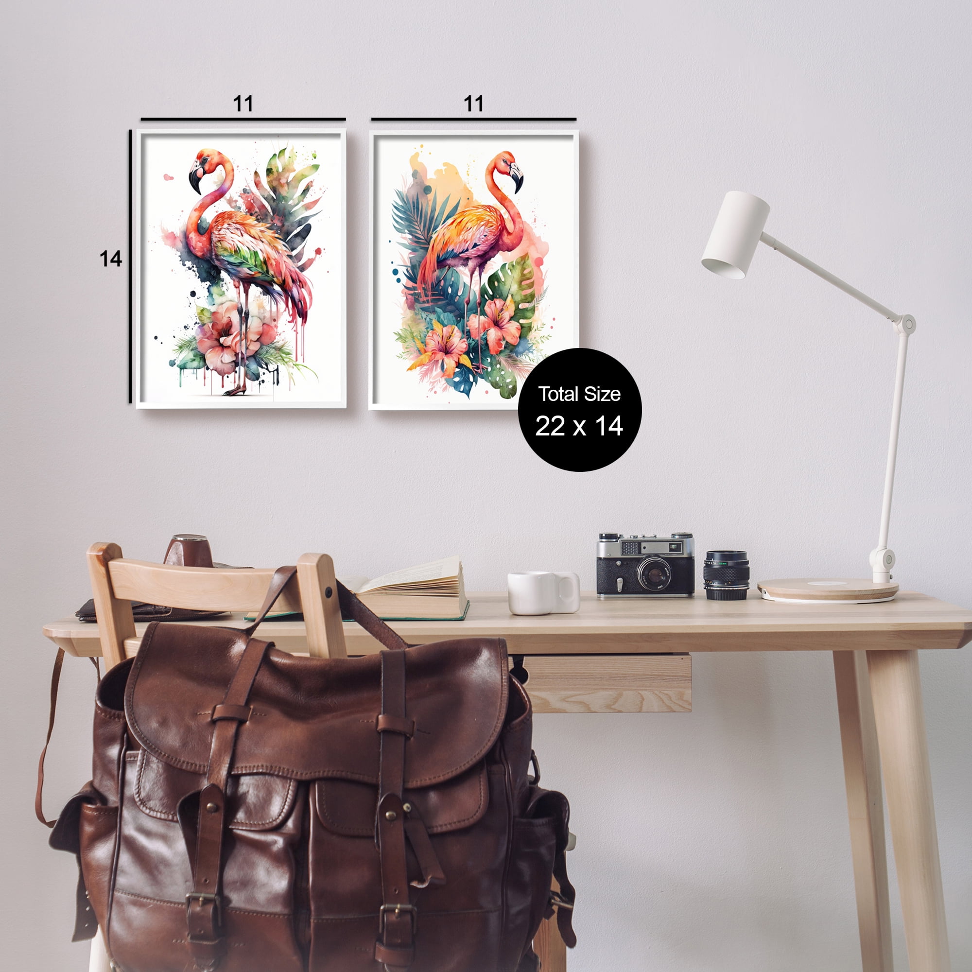 Stupell Industries Modern Tropical Flamingos Animals & Insects Painting White Framed Art Print Wall Art, 11 x 14