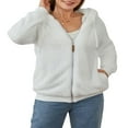 thumbnail image 1 of Womens Full Zip Up Sherpa Hoodie Fuzzy Fleece Jacket Oversized Fluffy Coat with Pockets, 1 of 9