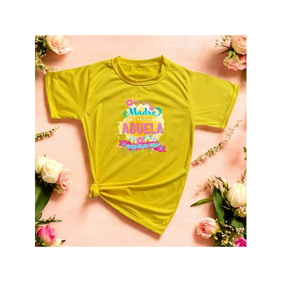 Playera Blusa Mujer Yo Soy Madre y Además Abuela, Supera Eso Ropa Casual Divertida para Abuelas con Estilo Color Amarillo Talla Extra Grande Marca Emil SaEs