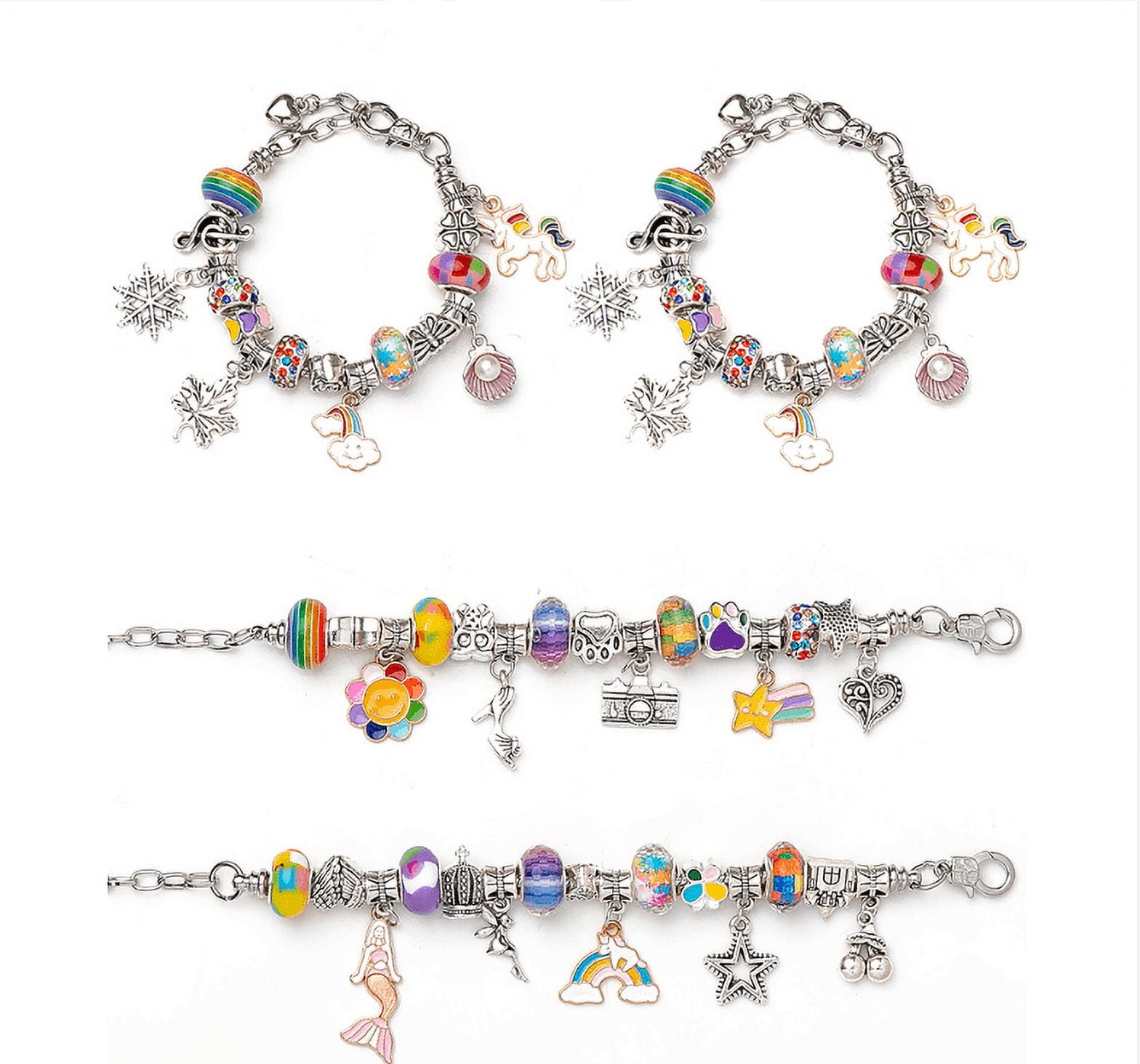 Charm Bracelet Making Kit,Girls Gifts for 6 7 8 9 10 Year Old, Kids DIY Arts Crafts Set for Girl Age 5-11 Birthday Gift DIY Jewelry Bracelet Toys for Teenage Girls(Multicolor)