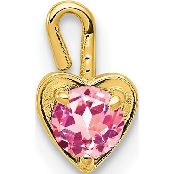 10K Yellow Gold 10Ky October Synthetic Birthstone Heart Charm - Jbsp