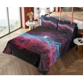thumbnail image 4 of Ambesonne Nebula Fitted & Top Sheet Set with Shams, Outer Space Stars Galaxy, Magenta and Black, 4 of 5