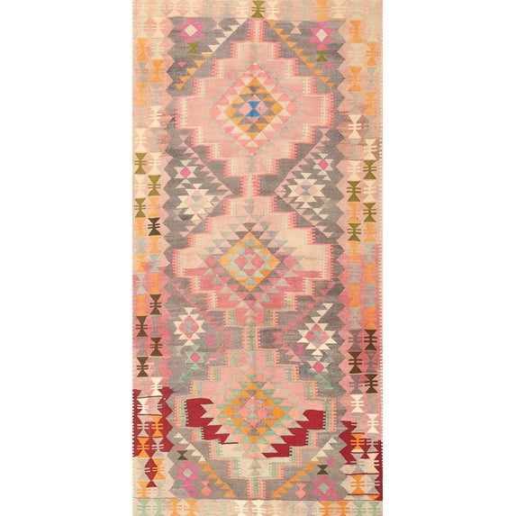 Ahgly Company Indoor Rectangle Contemporary Sunrise Orange Southwestern Area Rugs, 7' x 9'