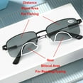 thumbnail image 2 of 3 Pairs of Men Silver Memory Titanium Alloy Bifocal Reading Glasses 2.00 Tinted Gray Sunglasses Half Rimless Flexible Readers +2.00 Strength, 2 of 6