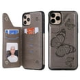 thumbnail image 2 of Dteck For Apple iPhone 11 Pro 5.8 inch Magnetic PU Leather Wallet Case Shockproof Rubber Card Holder Flip Butterfly Patterned Cover,Gray, 2 of 3