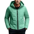 thumbnail image 2 of gbyLJF Men's Lightweight Puffer Jacket Solid Color Full Zip Hooded Down Coats Winter Long Sleeve Warm Cardigan with Pockets, 2 of 9